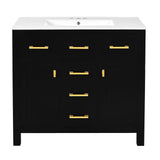 Merax 36" Bathroom Vanity with Sink, Freestanding Modern Bathroom Vanity Cabinet with Sink Top, 4 Drawers and 2 Storage Cabinets, Green Wood Bathroom Vanity Merax