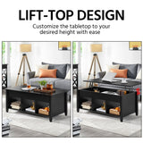 Yaheetech Black Coffee Table, 47.5in Lift Top Coffee Table, Lift Up Center Table w/Hidden Compartment & 3 Cube Open Shelves for Living Room Yaheetech