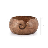 NIRMAN Wooden Yarn Bowl Hand Made by Indian Artisans with Premium Mango Wood for Knitting and Crochet (6" x 6" x 3'') NIRMAN