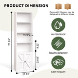 OneBlis 71.5" Bookshelf and Bookcase, 6-Tier Bookshelves with Cabinet Doors, Tall Display Shelves with Storage for Home Office, Living Room (White) OneBlis