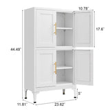 IRONFFICE Bathroom Storage Cabinet,Metal Freestanding Bathroom Cabinet with Adjustable Shelves,Laundry Room Cabinets with 4 Doors,White IRONFFICE
