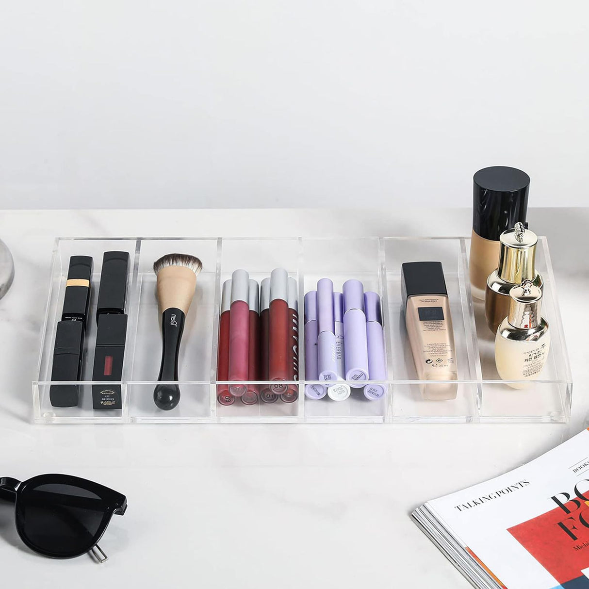 Acrylic Sunglasses Storage Organizer Tray Clear Display Case for Eyewear 6 Grid (1) Kenpal