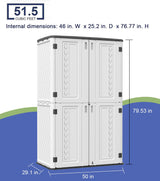 Outdoor Storage Shed,KINYING Outdoor Storage Cabinet Waterproof with Double Doors,52 Cu.ft Resin Vertical Tool Shed for Garden,Patio,Backyard,4×2.5×6.6 FT KINYING