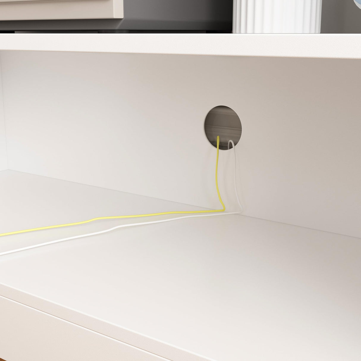 Homsee 4-in-1 Wall Unit TV Stand with Bookshelves for TVs up to 65", Modern Entertainment Center Media Console Table with Storage & Cord Management, White Homsee