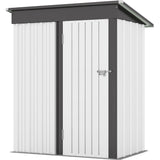 Patiowell 5x3 FT Outdoor Storage Shed, Garden Tool Shed with Sloping Roof and Lockable Door, Metal Shed for Backyard Garden Patio Lawn, White Patiowell