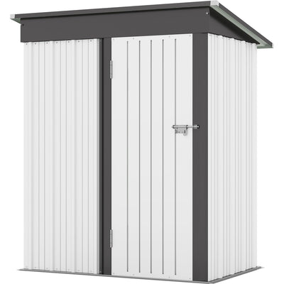 Patiowell 5x3 FT Outdoor Storage Shed, Garden Tool Shed with Sloping Roof and Lockable Door, Metal Shed for Backyard Garden Patio Lawn, White