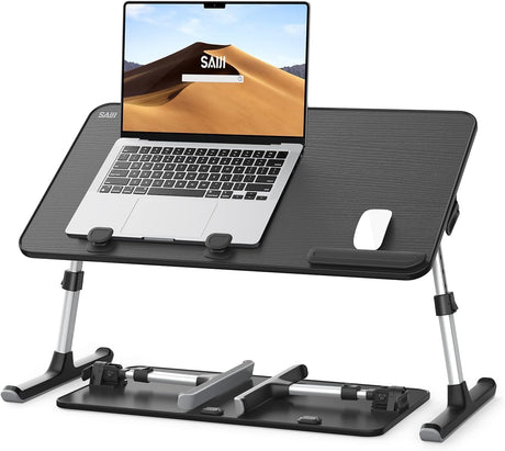 Laptop Desk for Bed, SAIJI Height & Angle Adjustable Laptop Stand for Bed, Lap Desk Bed Tray Table, Light Weight Foldable Portable Laptop table for Couch Sofa Chair Floor Desk for Adults, Kids (Black) SAIJI