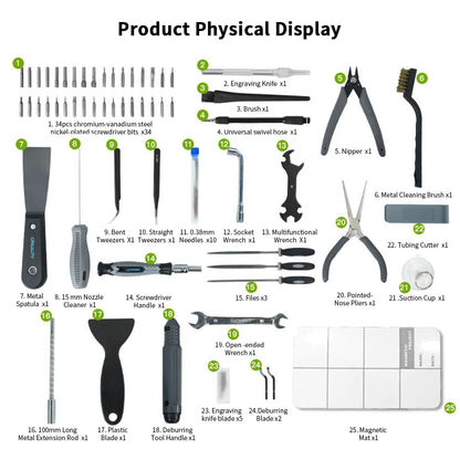 Creality 3D Printer Tool Kit, 74 Pcs in 1 3D Printing Tool Kit Includes Deburring Tool, Nozzle Cleaning Kit, Screwdriver Kit, Removal/Assembly Tools, 3D Printer Tool Wrap Kit Pro for All Prin - WoodArtSupply