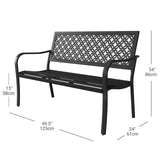 Grand patio 50" Outdoor Bench, Garden Benches with Anti-Rust Metal Powder Coated Frame, Patio Bench for Front Porch Park Outside Furniture Decor, Black Grand patio