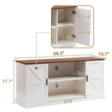 HollyHOME TV Stand for TVs up to 65”, Wood Entertainment Center with Adjustable Storage Shelves, Media TV Console Table for Living Room and Bedroom, White HollyHOME