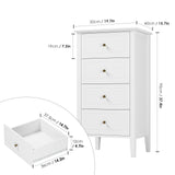 TTVIEW 4 Drawer Dresser, White Dresser Antique Chest of Drawers with Solid Frame, Tall Wood Storage Chest Cabinet for Living Room, Bathroom, Entryway, White TTVIEW