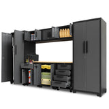 TCE Storage System, 9-Pcs Workshop Set, Included Steel Drawers Rolling Chest, Heavy Duty 9Pcs Metal Cabinets, Perfect for Organizing Garage and Tools, Black/Grey TCE