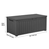 YITAHOME 120 Gallon Resin Deck Box, Weather Resistant Outdoor Storage Box for Patio Cushions, Garden Tools, Pool Supplies, Lockable, Easy Assembly, Extra Seat or Table (Dark Gray) YITAHOME