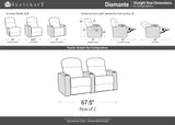 Seatcraft Diamante - Home Theater Seating - Living Room - Power Recline - Italian Leather - Powered Headrests - Cupholders - USB Charging - Ambient Lighting - Arm Storage, Red, Row of 2 Seatcraft