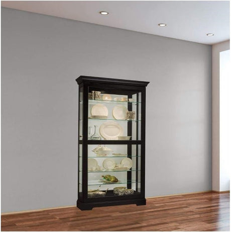 Howard Miller Tyler II Curio Cabinet - Modern Black Satin Storage Cabinet with Locking Glass Doors - Adjustable Shelves & Adjustable Levelers Perfect for Home Decor, Dining or Bedroom Display Howard Miller