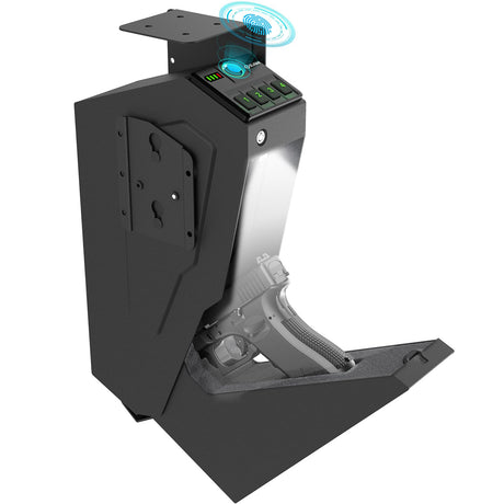 Z ZLJUAN Mounted Gun Safe for Pistols,Quick-Access Handgun Safe for Nightstand Bedside Desk Bed Gun Safes,Pistol Safe with Biometric Fingerprint, Keypad Lock,Key Z ZLJUAN