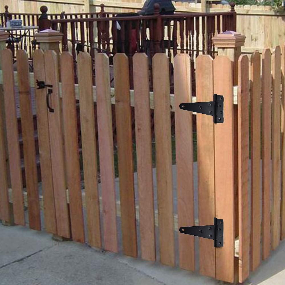 Heavy Duty Gate Hardware Kit,with Self Locking Gate Latch,2 PCS 6inch T-Hinges,1 PC 6.5inch Gate Handle SANKINS