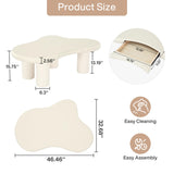 Tribesigns 46.4" Cloud Coffee Table with Storage Drawer, Modern White Irregular Center Tea Table with 4 Legs for Living Room Tribesigns