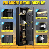 TXTDPL Gun Safe,with Alarm System and Biometric Gun Cabinet,Quick Access Shotgun Rifle Gun Safe,with 2 Pistol Pouches,Silent Mode,Adjustable Gun Rack,No Assembly,11" D x 11.8" W x 52" H,Black TXTDPL