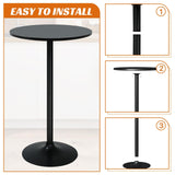 40-Inch High Top Round Bar Table with Metal Base - Sturdy Small Bistro Drink Table for Home & Kitchen Spaces BORGEBY