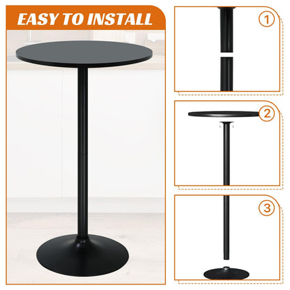 40 In Height Bar Table Cocktail Table Pub Drink Table, Small Round Dining Table High Top Table Drink Table With Metal Base, Wood Cake Table Bistro Table for Home Kitchen Small Spaces, 23.6 In Top