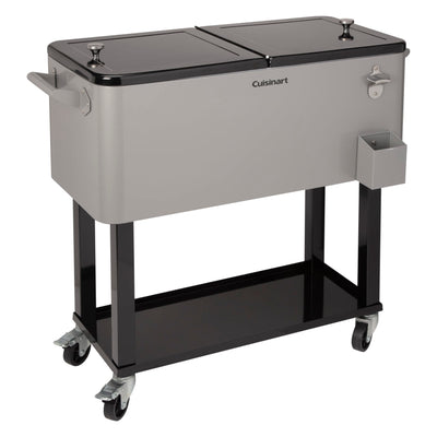 Cuisinart 80 Qt Cooler Cart, Portable Outdoor Beverage Cooler with Storage Shelf, Bottle Opener and Cap Collector, Summer BBQs, Cookouts and Tailgates, 48 Hour Cold Drinks, Chill, Fresh Sodas and Beer