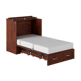 AFI, Southampton Murphy Bed Chest Twin XL with 6" Mattress, Storage Drawer & Built-in USB Charger, Walnut AFI