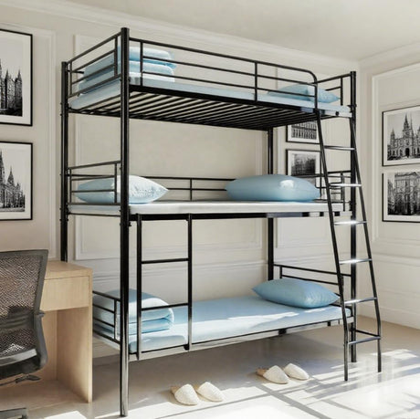 Bellemave Twin Triple Bunk Bed for 3, bunk Bed for 3 Person, 3 bunk beds for Kids/Adults/Teenagers, Black Bellemave