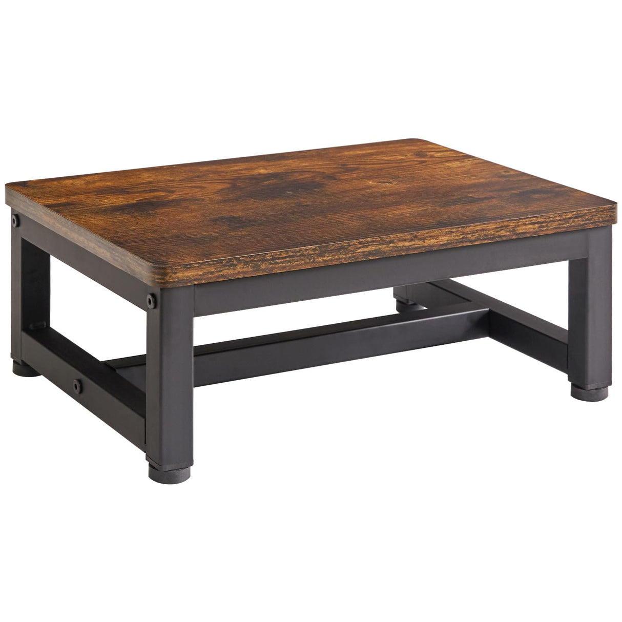 IBUYKE One Step Wooden Step Stools for Adults Kids, Heavy Duty Bedside Step Stool with 500 Lbs Capacity, Non-Slip Stepping Foot Stool for Bedroom Livingroom Bathroom Kitchen, Rustic Brown TBD001H IBUYKE