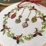 Embroidery Kit Christmas Ornaments Leaf Wreath Awesocrafts Full Range of Embroidery Starter Beginners Adults DIY Handmade Easy Patterns (Ornaments)
