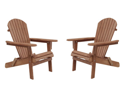 Solid Wood Adirondack Chairs Set of 2, Weather Resistant Lounge Patio Chair for Fire Pit, Garden, Lawn, Backyard, Deck, Campfire (Brown-Set of 2)