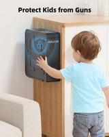 MOLICAR Biometric Slider Pistol Safe with LCD of Temp Humidity Battery, Mounted Single Bedside Gun Safe with 3 Ways Quick Access Handgun Case for Nightstand, Bed, Desk, Wall, Dresser MOLICAR