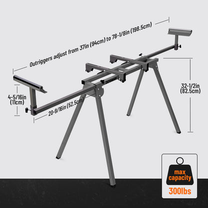 DOVAMAN Miter Saw Stand, 3-Step Quick Install & Fold, Lightweight 22LB Design, 330LB Capacity, 78-1/8'' Max Sliding Rail, Compatible with DMS01A, DMS03A & Most Mitre Saw Brands - MS01A - WoodArtSupply