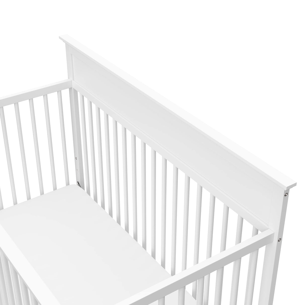 Storkcraft Carmel 5-in-1 Convertible Crib (White) - GREENGUARD Gold Certified, Converts to Toddler Bed & Full-Size Bed, Fits Standard Full-Size Crib Mattress, 4 Adjustable Mattress Heights Storkcraft
