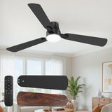 OSTIVE Ceiling Fans with Lights and Remote: 52 Inch Modern Black Ceiling Fan, Low Profile Flush Mount, Quiet Reversible DC Motor & 3CCT Dimmable LED for Bedroom Living Room Kitchen Indoor Outdoor OSTIVE