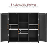 Iwell Storage Cabinet with 2 Doors and 4 Storage Shelves, Bathroom Cabinet, Cupboard for Living Room, Home Office, Entryway, Black Iwell