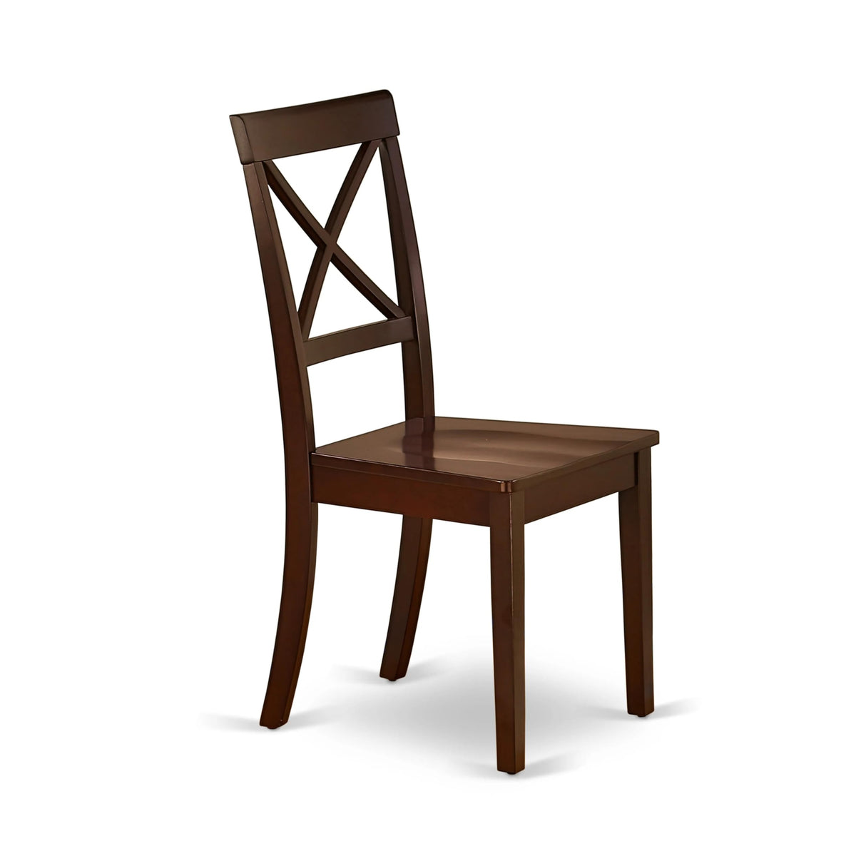 East West Furniture Boston Dining Cross Back Wood Seat Kitchen Chairs, Set of 2, Mahogany East West Furniture
