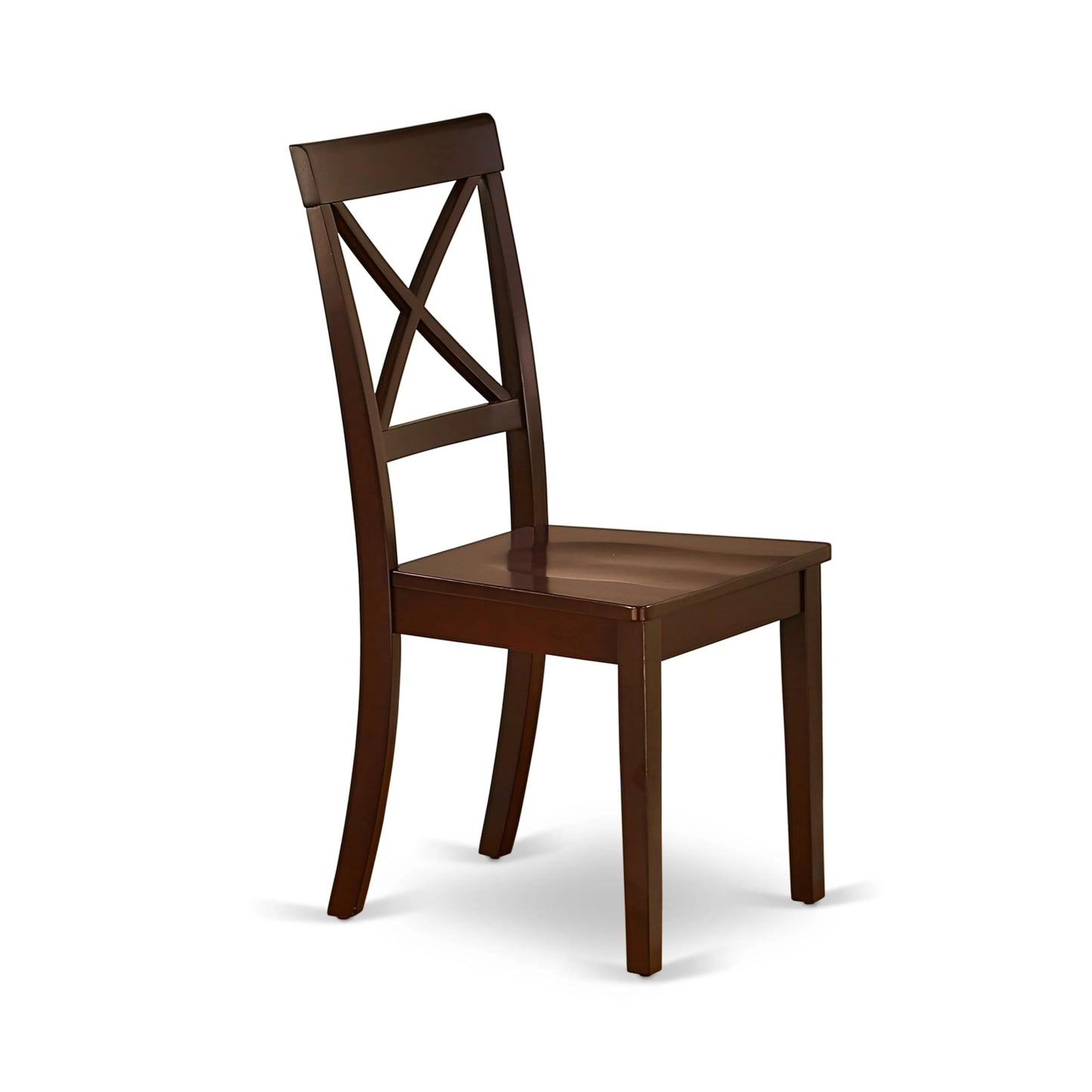 East West Furniture Boston Dining Cross Back Wood Seat Kitchen Chairs, Set of 2, Mahogany