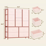 ElectraSpeedy 15 Drawers Dresser, Tall Dressers for Bedroom, Large Chests of Drawers, Fabric Storage Dresser Organizer Unit for Closet, Hallway, Living Room (Pink Wood Grain Print) ElectraSpeedy