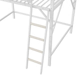 TEVUTEVU Queen Size Metal Loft Bed with Storage Shelves and Ladder, High Sleeper Bed with 400LBS Capacity for Kids Teens, White (White + Metal, Queen) TEVUTEVU