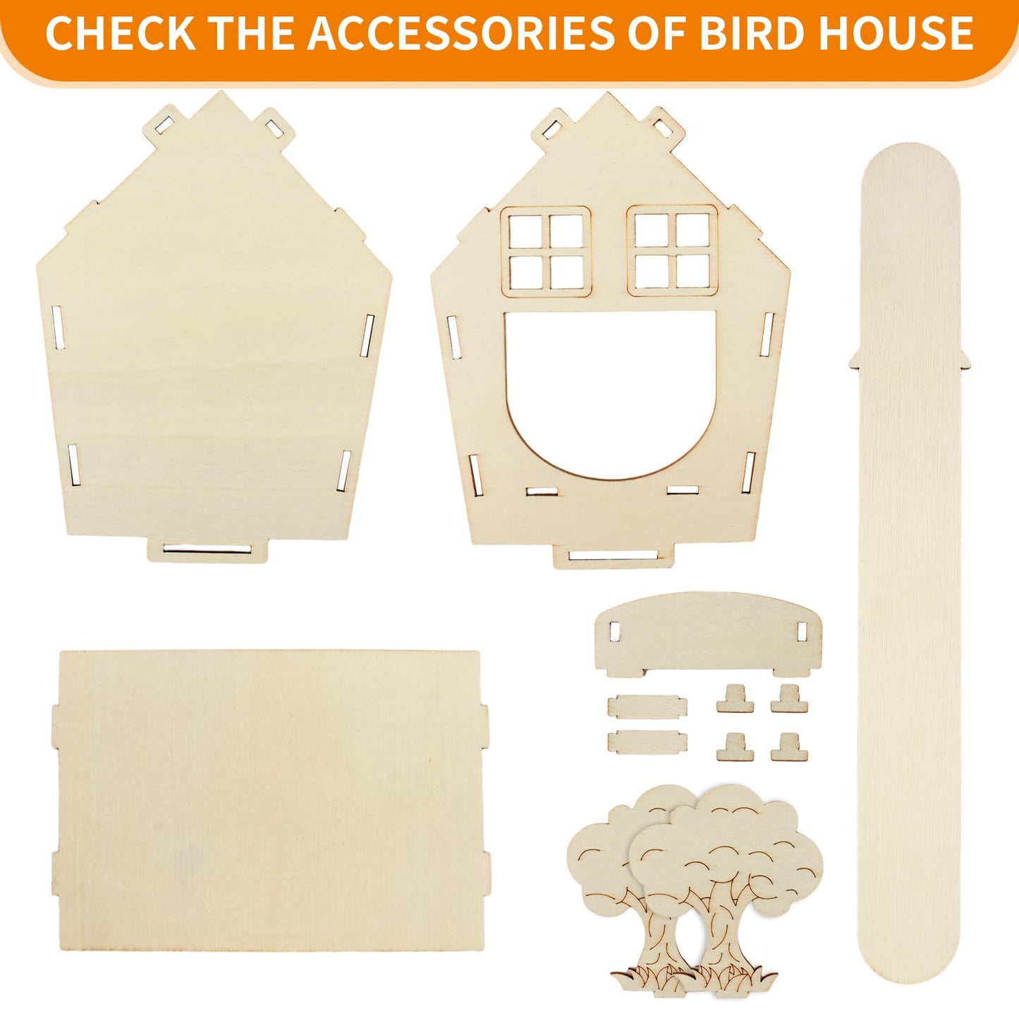 Wooden DIY Bird House Kit for Adults to Build, Outdoor Woodworking Crafts Freestyle, Hanging Birdhouse for Garden Yard Decor Gifts