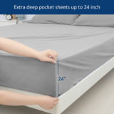 Extra Deep Pocket Queen Sheet Sets for Air Mattress - Deep Pocket Sheets Queen Size Sets - Sheets with Pocket on Side - Easily Fits Extra Deep 16 in to 24 in Pillow Top Air Mattress (Grey) Moonsea