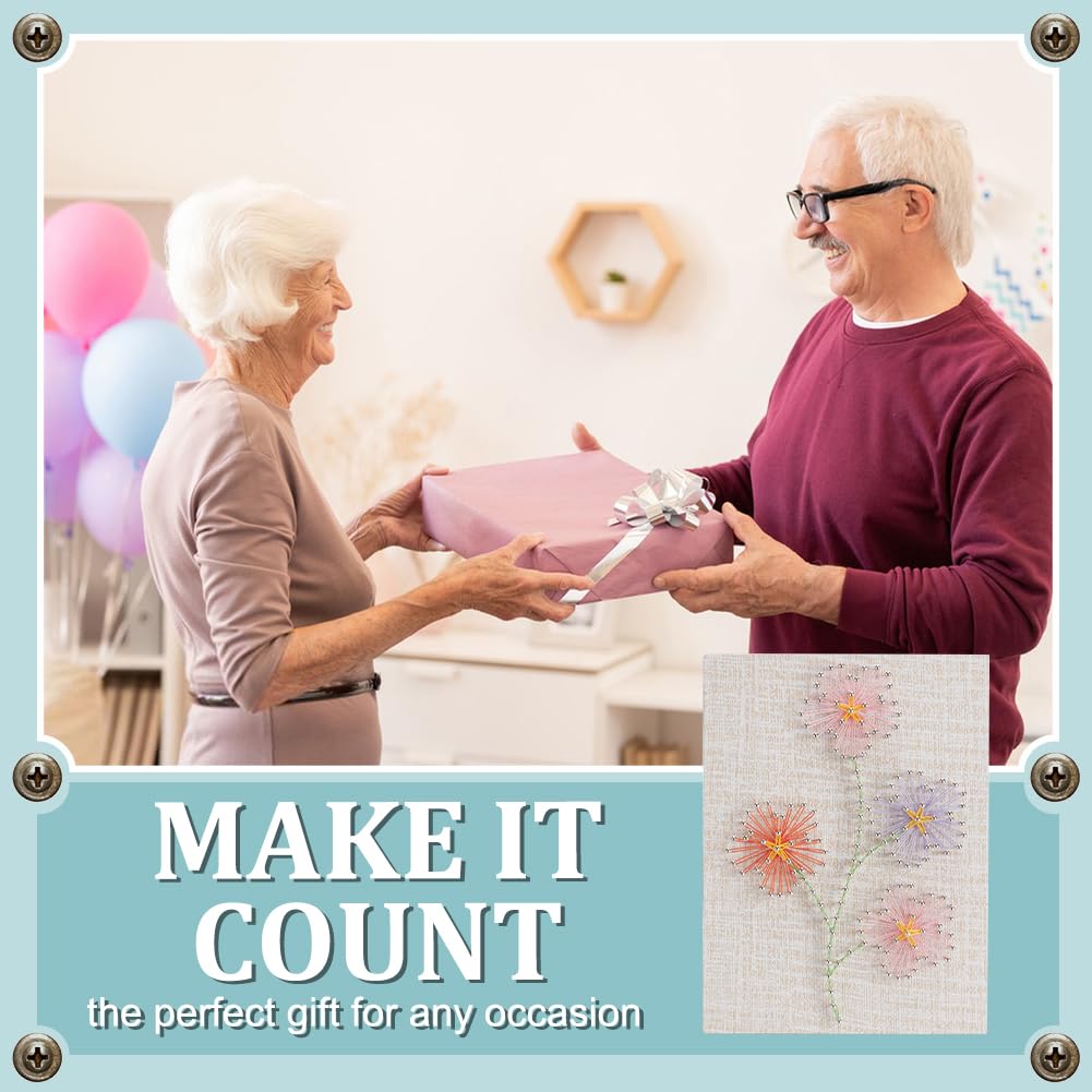 WEBEEDY DIY Daisy String Art Kit for Adults Beginners, Plumeria Flowers Nail String Craft Kit, Include All Accessories Creative Craft Kits Home Wall Decorations Unique Gift for Wedding WEBEEDY