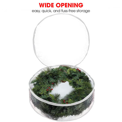 ProPik Christmas Wreath Storage Bag 36" - 2 Pack Clear Christmas Wreath Storage Container- Garland Artificial Holiday Wreath Storage Holder - Water Proof Transparent PVC with Handles (36 Inch, White)