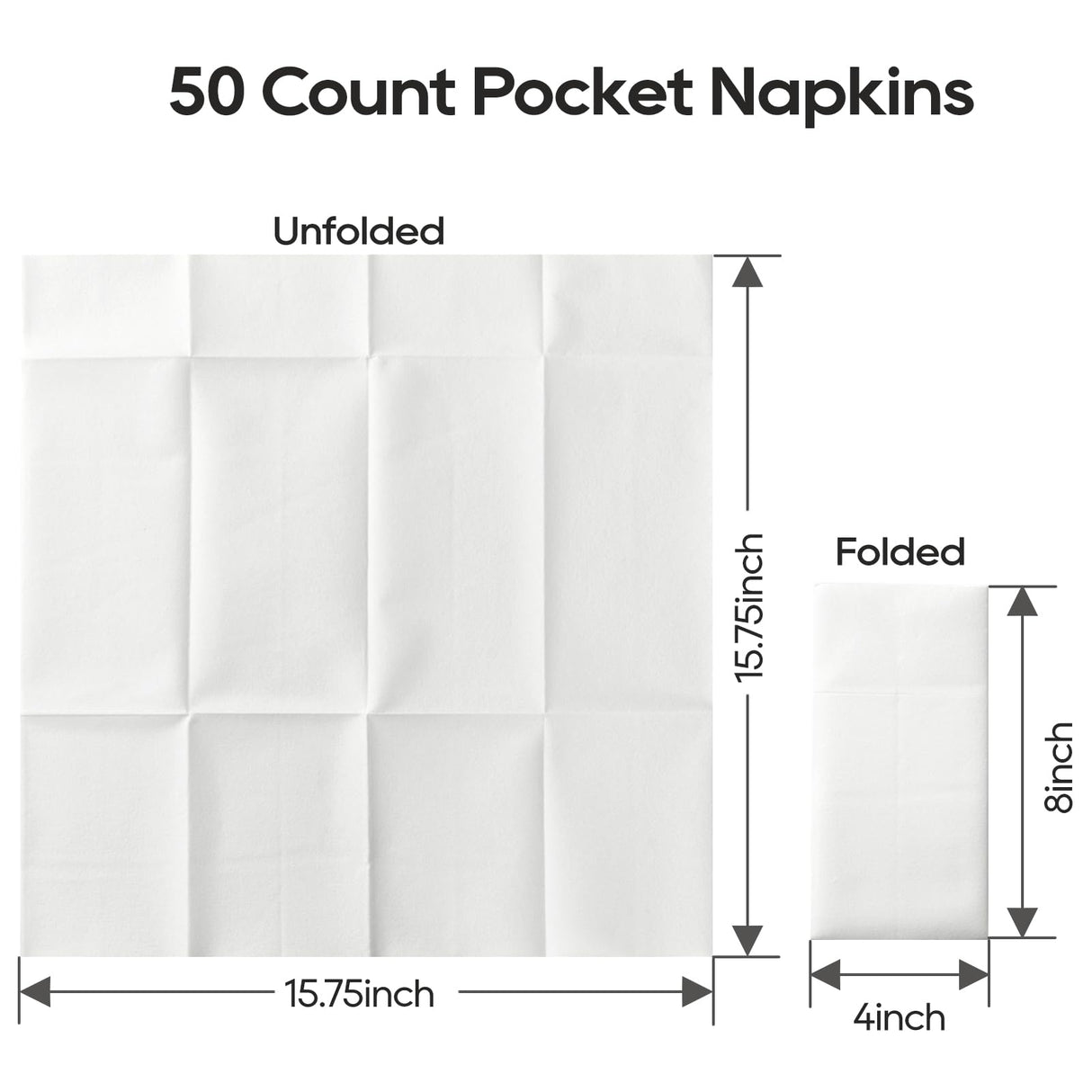 FOCUSLINE 50 Count Disposable Cloth like Napkins, Built-in Flatware Pocket, White Prefolded Paper Napkins, Linen Feel Dinner Napkins for Wedding, Parties, or Events FOCUSLINE