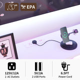 Dresser for bedroom, Fabric White Bedroom Dresser with LED Lights and Charging Station, 6 Long Drawers Dresser, Tall Wide Chest of Drawers Storage Organizer TV Stand for up to 60" TV for Living Room SOOWERY