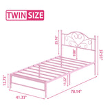 Elephance Twin Bed Frame with Headboard Metal Bed Frame Twin Size with Storage Space No Box Spring Needed Easy Assembly,Pink Elephance