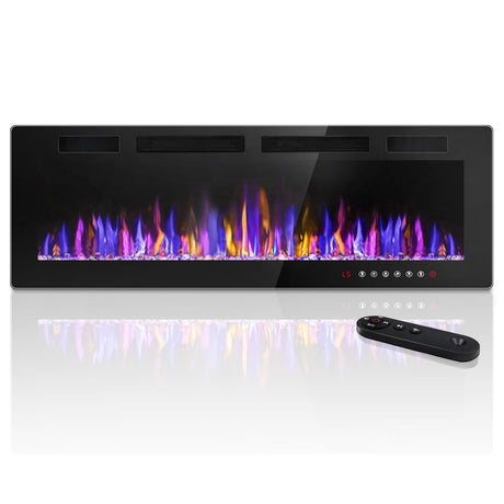 VENDORZ Electic Fireplace, 72" Recessed and Wall Mounted Electric Fireplace, Ultra-Thin Electric Fireplace Inserts Heater, 750W/1500W Fire Places Insert and Wall Electric Fireplace with Remote Control VENDORZ