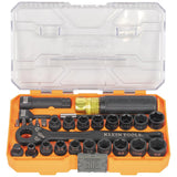 Klein Tools 65400KNECT KNECT Essential Pass Through Impact Socket Set, SAE and Metric, 90-Tooth Ratchet, MODbox Case, 3/8-Inch Drive, 28-Piece Klein Tools