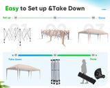 Quictent 10x20ft Pop up Canopy Tent Party Tent Outdoor Event Gazebo Waterproof with Roller Bag(Beige) Quictent